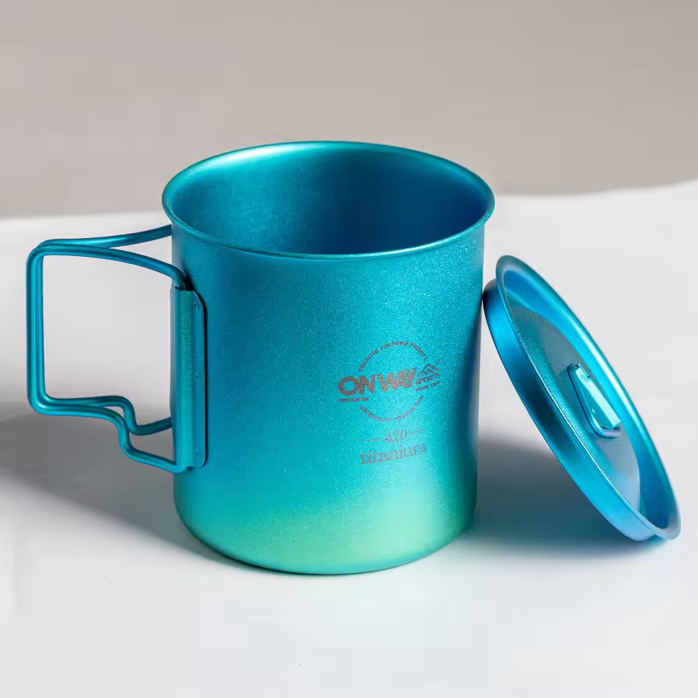 Custom Colour Folding Handle Travel Titanium Mug